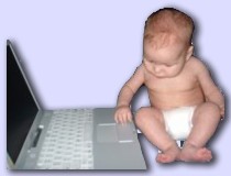 Baby plays with Computer